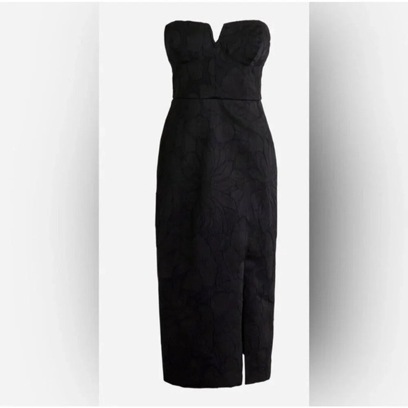 J. Crew Collection Black Jacquard Cocktail Dress Strapless Size 4 New - Picture 3 of 16